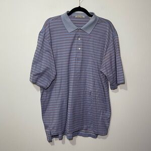 Peter Millar men's blue red striped Short Sleeve Striped polo shirt in size XL